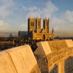 Lincoln Cathedral at dusk from Castle