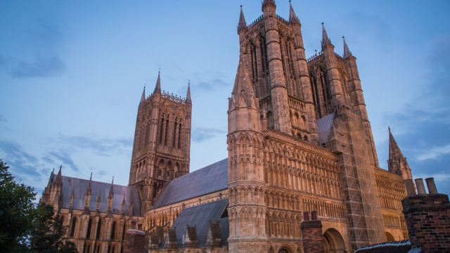 Lincoln Cathedral at dusk